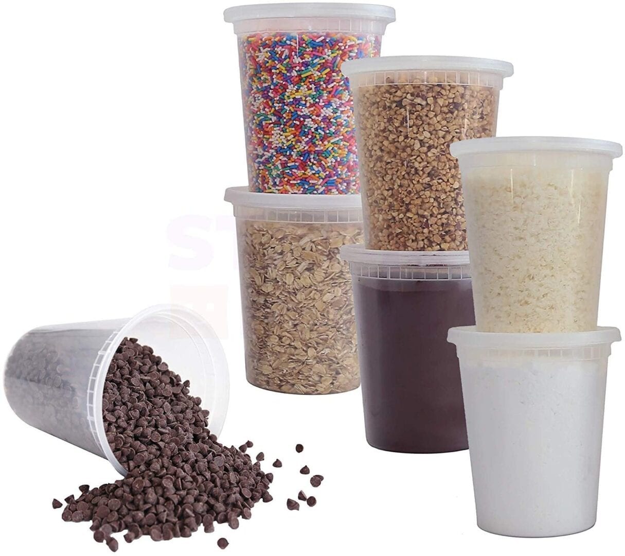 Plastic Deli Food Storage Containers with Airtight Lids [12 oz