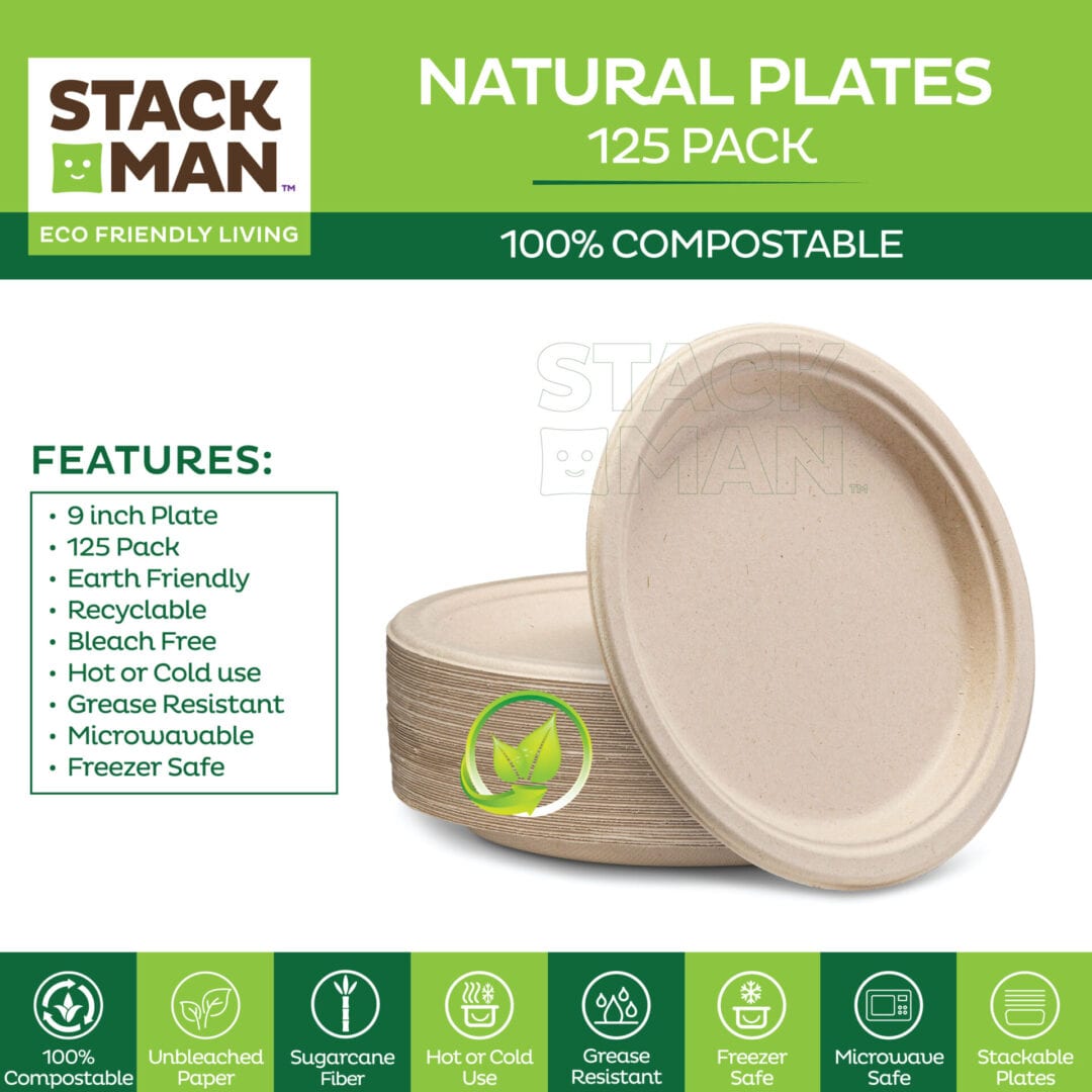 Paper Bowls Disposable Bowl Compostable Natural Hot Cold 16 Oz 125 Pcs Stack Man for sale online 
