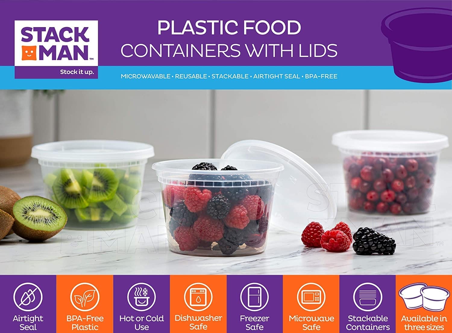 [48Set - 16oz.] Plastic Deli Food Storage Containers With Plastic Lids,  Disposable togo containers for soup, Meal Prep, Slime | BPA Free |  Stackable 