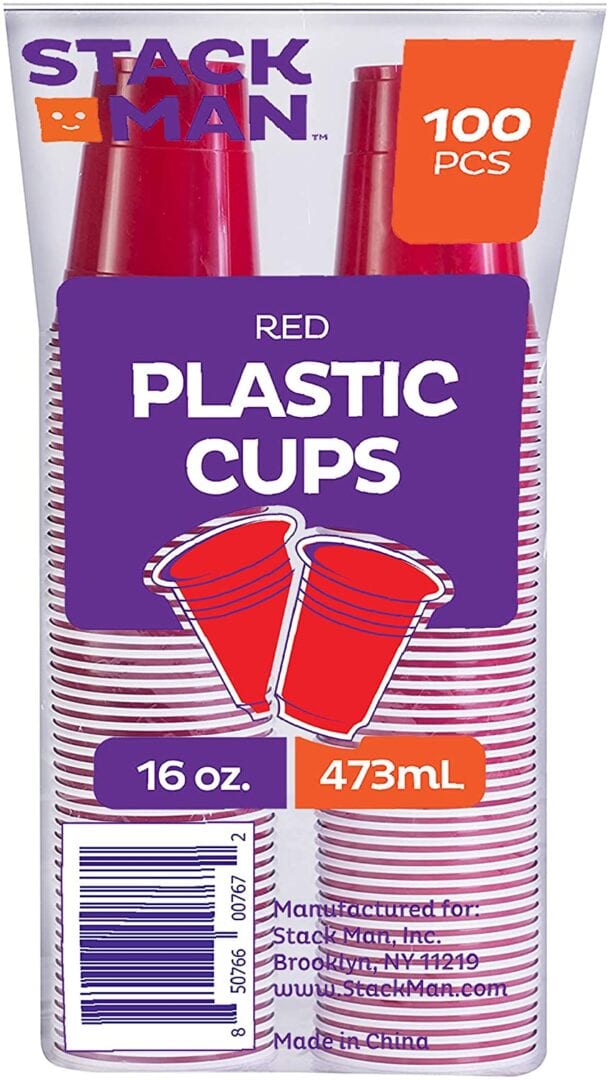 Stack Man [100 Pack - 16 oz.] Red Disposable Plastic Cups PET Red Disposable  16oz Plastic Cups - A World Of Deals